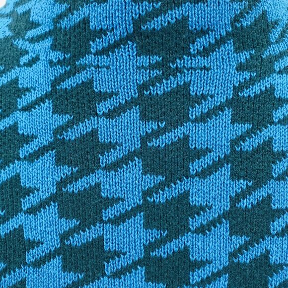 Ann Taylor Sweater Women’s Small Houndstooth Mock Neck Teal & Green Cotton Blend - Picture 6 of 11